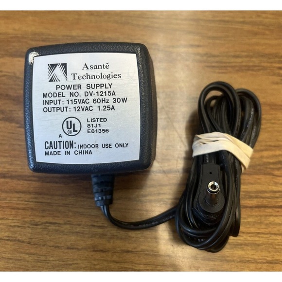 OEM Asante Technologies Power Supply Adapter Cord Model No. DV-1215A 12VAC 1.25A - Picture 2 of 2